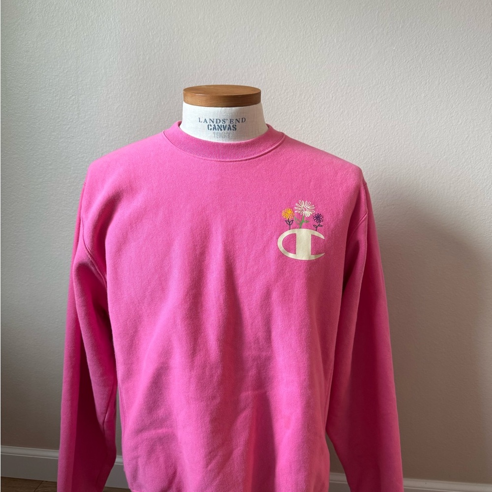 Champion Pink Sweatshirt with Floral Logo